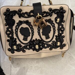 Dolce & Gabbana Cream and Black Embellished Satchel